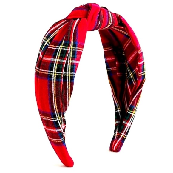 J Crew Turban Knot Headband in Red Tartan Plaid - Picture 3 of 6
